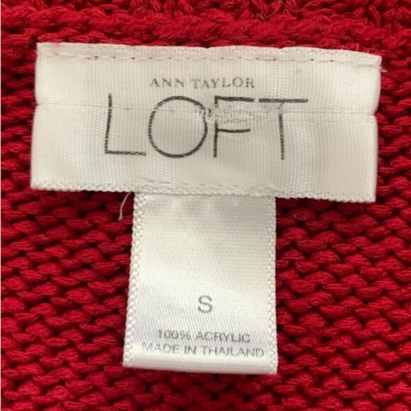 Ann Taylor Loft Boat Neck Long Flare Sleeve Sweater S Red #59L - Picture 6 of 7